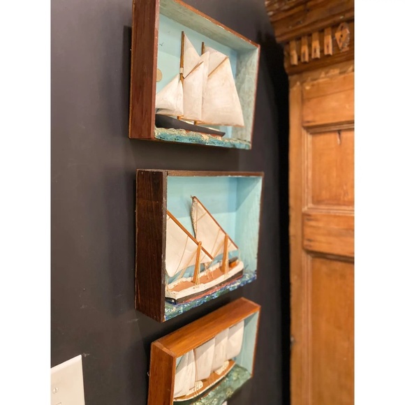 ANTIQUE Deer Isle Sailboat Dioramas S/3 - Picture 3 of 14